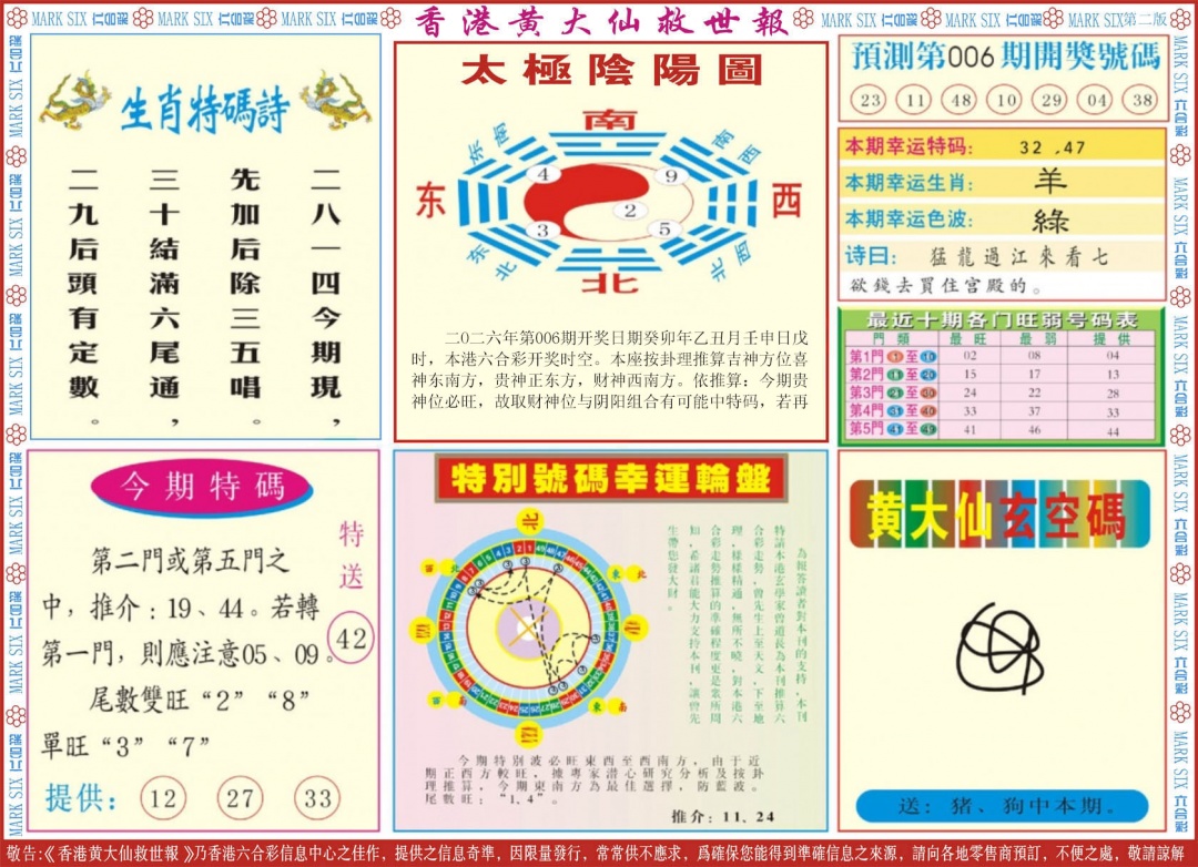 006期新黄大仙救世B[图]
